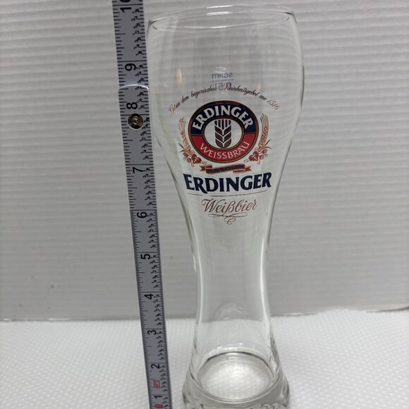 ERDINGER WEISSBRAU BEER GLASSES 20 OZ - 10" Tall Gold Etching - 2143 - Picture 2 of 6